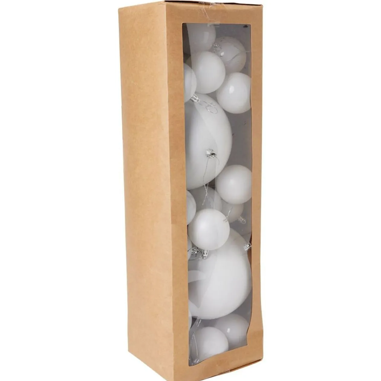 Boule de Noël Ø7cm x30 et Ø15cm x2 blanc