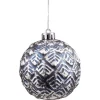 Boule de Noël déco relief bleu et argent Ø8cm