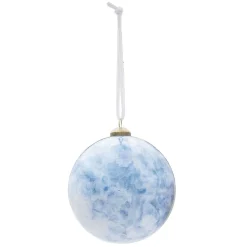 Boule de Noël design boréal bleu et blanc Ø8 cm