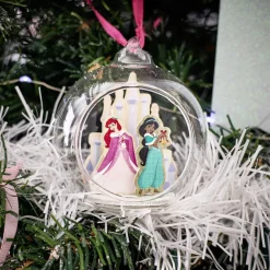 Boule de Noël Disney Princesses en verre et bois Ø8cm