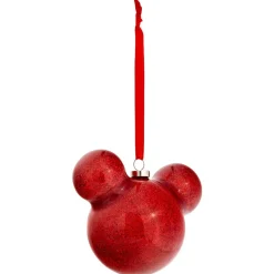 Boule de Noël Disney tête de Mickey rouge pailletée