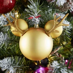 Boule de Noël Disney tête de Mickey en 3D dorée H15,5cm