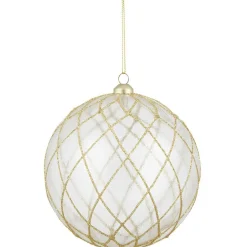 Boule de Noël dorée transparente à paillettes Ø12 cm