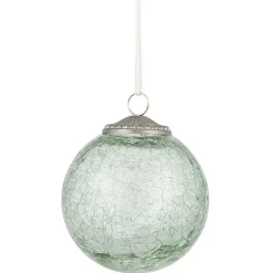 Boule de Noël effet craquelé vert transparent Ø8 cm