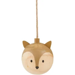 Boule de Noël en bois tête d'animal