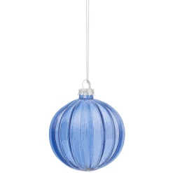 Boule de Noël en verre bleu Ø10 cm
