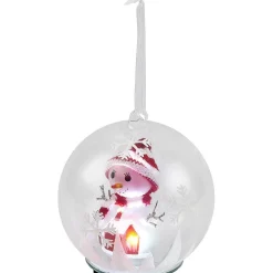 Boule de Noël en verre Bonhomme de neige lumineux