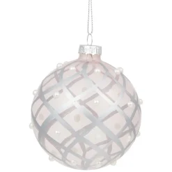 Boule de Noël en verre dessin argenté Ø8