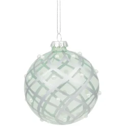 Boule de Noël en verre dessin argenté Ø8