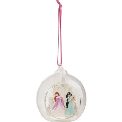 Boule de Noël en verre Disney Princesses Ariel et Jasmine Ø8cm