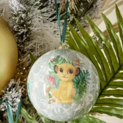 Boule de Noël en verre Disney Le Roi Lion verte et blanche Ø9,5cm