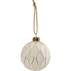 Boule de Noël en verre dorée et blanc Ø8cm