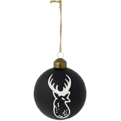 Boule de Noël en verre noir mat ours ou cerf Ø8cm