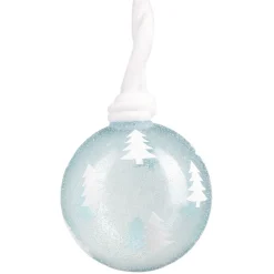 Boule de Noël en verre pailleté motif étoile attache en laine Ø8cm
