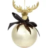 Boule de Noël en verre tête de renne doré Ø8 cm