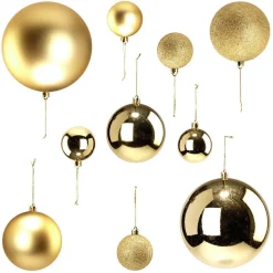 Boule de Noël jaune doré x15