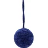 Boule de Noël laine enroulée bleue Ø8 cm