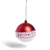 Boule de Noël Merry Xmas rouge et blanche Ø8cm
