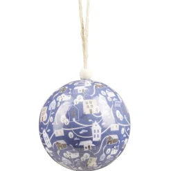 Boule de Noël motif bleu et blanc Ø8 cm
