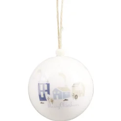 Boule de Noël motif bleu et blanc Ø8 cm