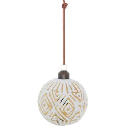 Boule de Noël motif ethnique blanc et doré