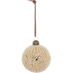 Boule de Noël motif ethnique beige et doré