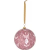 Boule de Noël motif médaillon rose et blanc Ø12cm