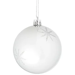 Boule de Noël motif étincelle Ø8cm - blanc/gris/doré