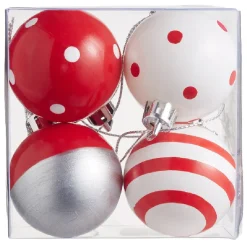 Boule de Noël motif traditionnel x 4