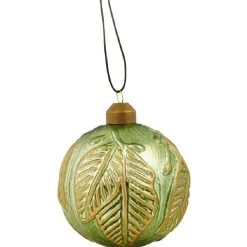 Boule de Noël motifs feuilles à suspendre