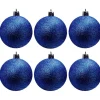 Boule de Noël pailletée bleues Ø6cm x6