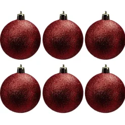 Boule de Noël pailletée rouges Ø6cm x6