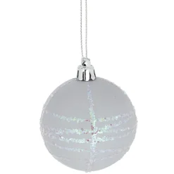 Boule de Noël pastel à rayures pailletées x 6