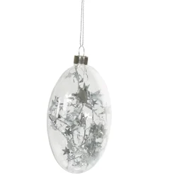 Boule de Noël plate transparente avec guirlande argentée