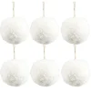 Boule de Noël pompon blanc Ø6cm x6