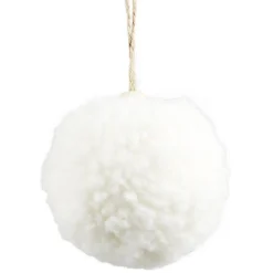 Boule de Noël pompon blanc Ø6cm x6