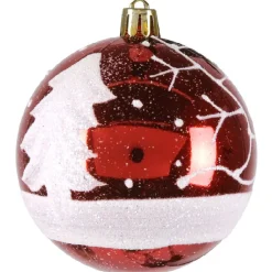 Boule de Noël rouge blanche x4