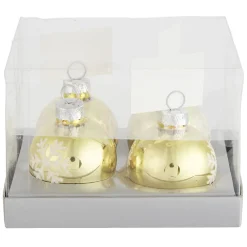 Boule de Noël rouge et doré porte-nom x4