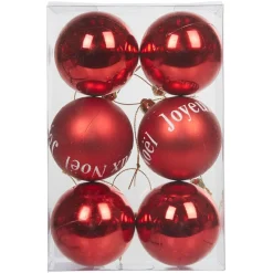 Boule de Noël rouge mat brillant x6