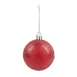 Boule de Noël rouge pailletée x6