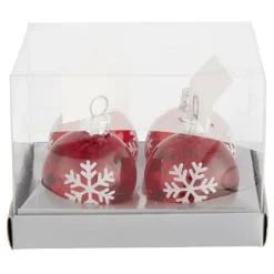 Boule de Noël rouge porte-nom x4