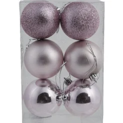 Boule de Noël rouge rose x6