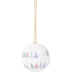 Boule de Noël thème nature blanc et rose Ø8cm - 3 modèles