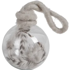 Boule de Noël transparente avec plume à l’intérieur