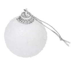 Boules à suspendre blanches motifs flocons de neige x48