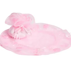 Bourse rond à dragées rose x4