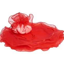 Bourse rond à dragées rouge x6