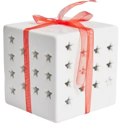 Cadeau lumineux déco Noël 1LED céramique blanc H10cm