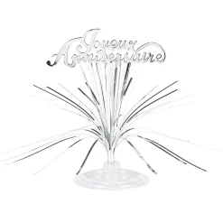 Centre de table "Joyeux anniversaire" argenté