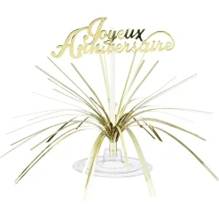 Centre de table "Joyeux anniversaire" doré